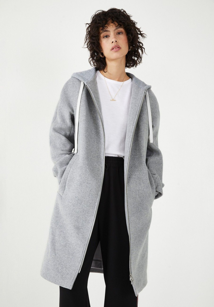 Clearance Avia Hoodie Wool Coat Grey Marl