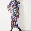 Online Rita Split Maxi Dress Technicolour Swirl