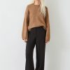 Wholesale Emily Wide Leg Wool Blend Trousers Chocolate Brown