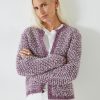 New Girija Textured Stitch Knitted Cardigan Berry Multi