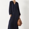 Clearance Leilani Gathered Midi Dress Midnight Navy