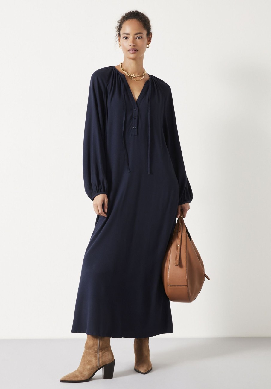 Clearance Leilani Gathered Midi Dress Midnight Navy