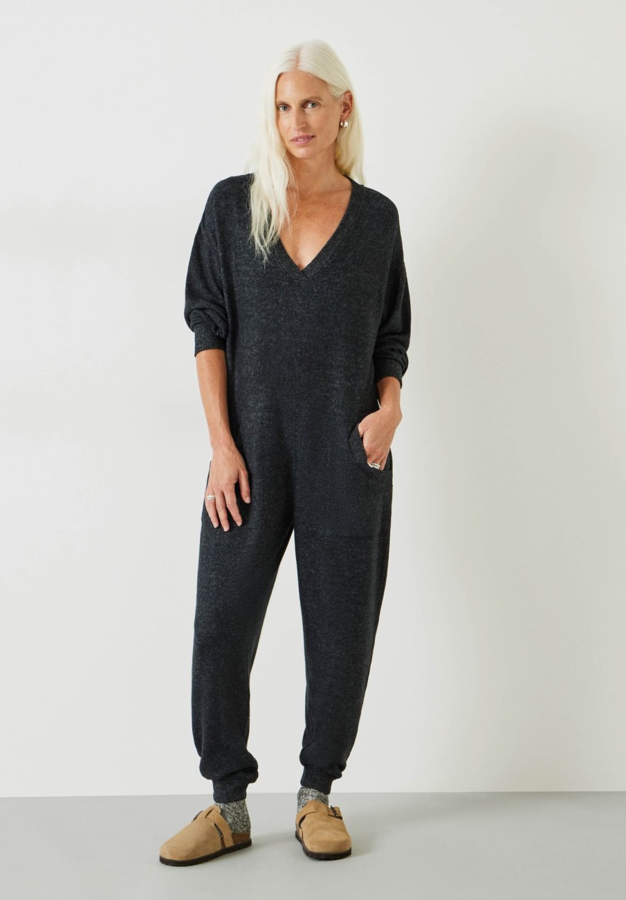 Online Elle Supersoft V-Neck Onesie Charcoal Marl