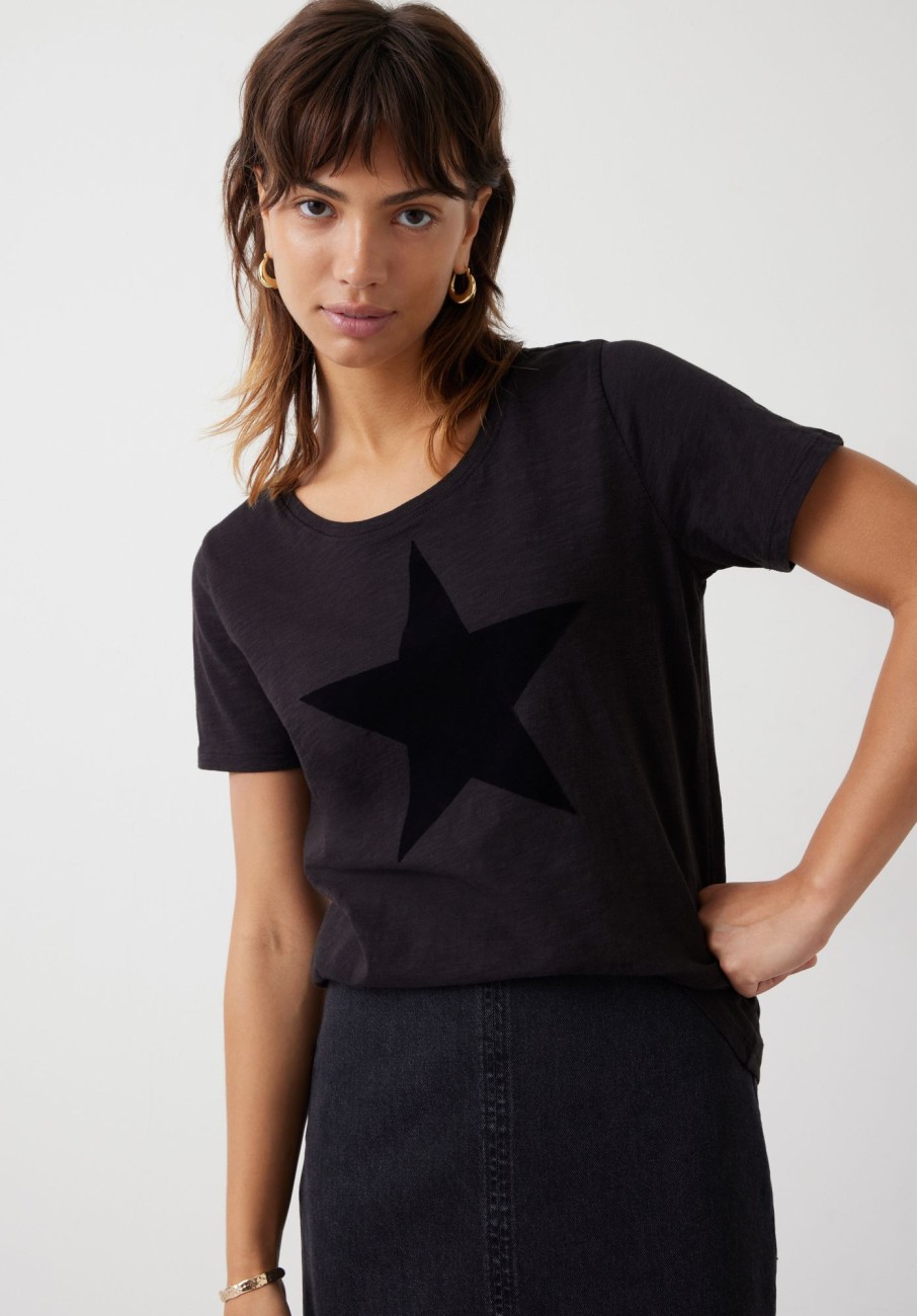 Wholesale Flock Star T-Shirt Black