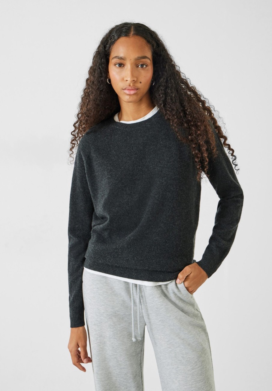 Best Cashmere Boyfriend Jumper Charcoal Marl