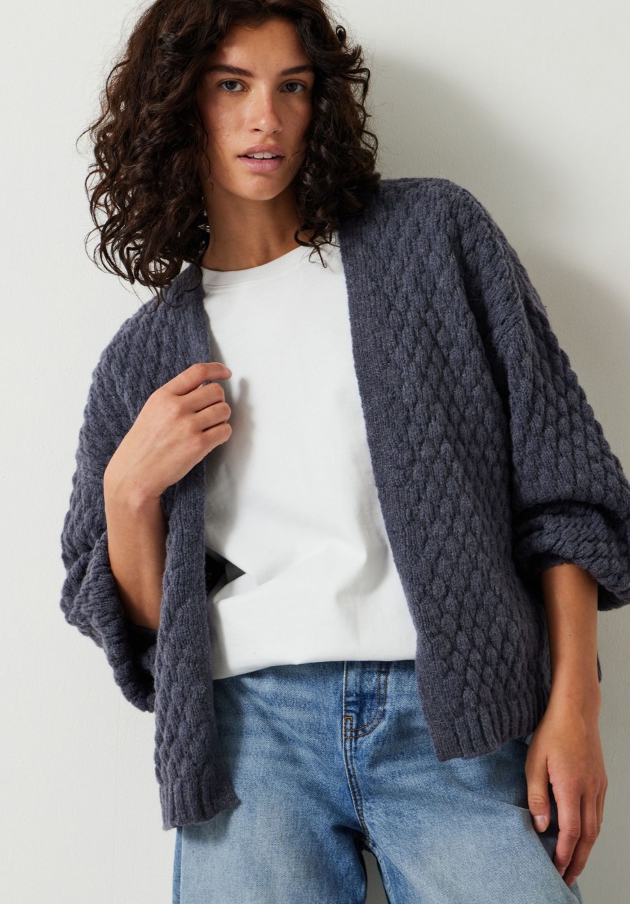 Best Mischa Textured Cardigan Slate Grey