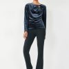 Clearance Eva Asymmetric Velvet Top Icy Grey