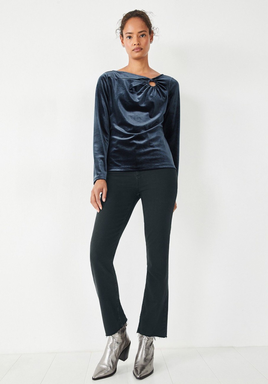 Clearance Eva Asymmetric Velvet Top Icy Grey