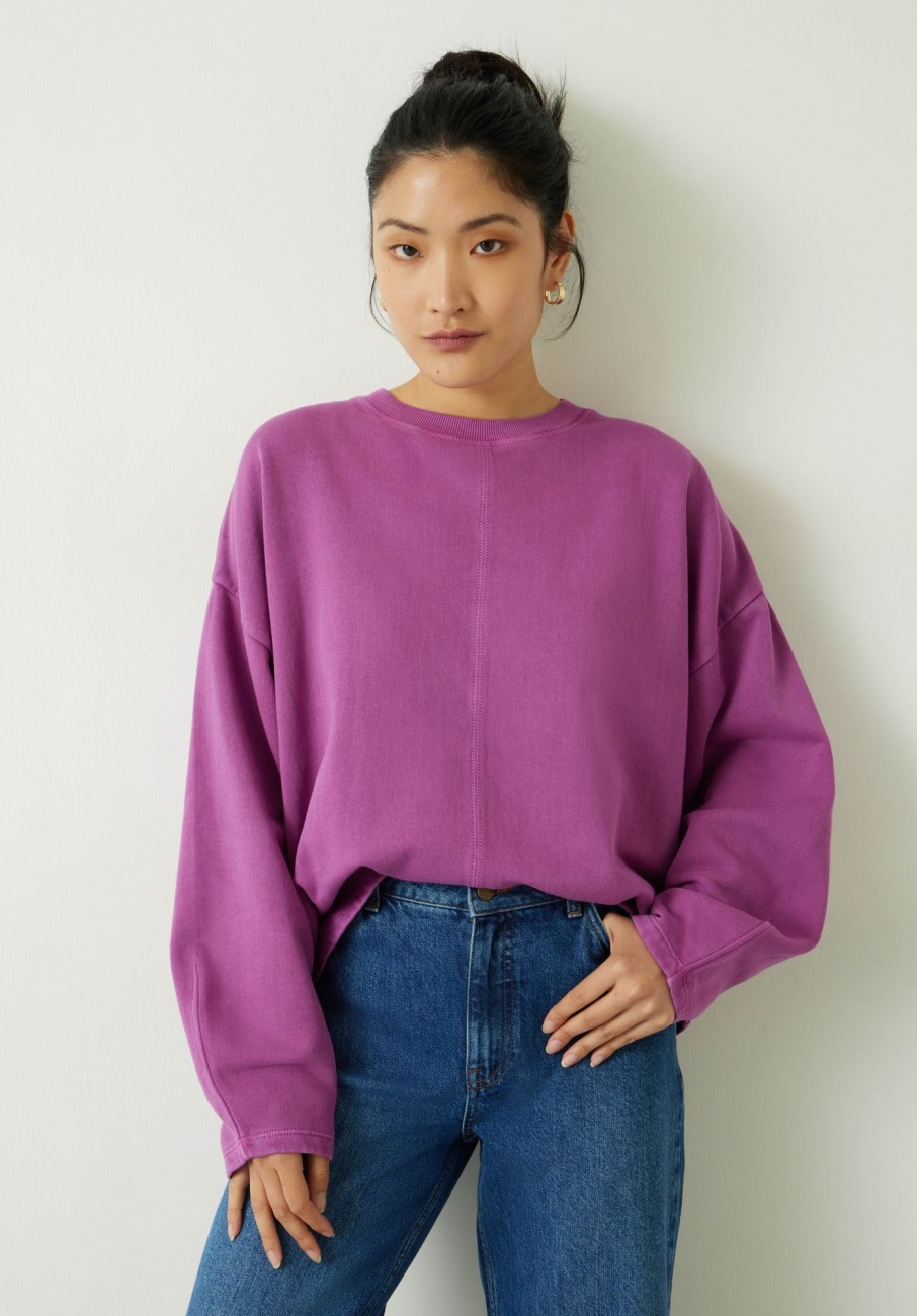 Online Amara Seam Detail Sweatshirt Pink Mauve