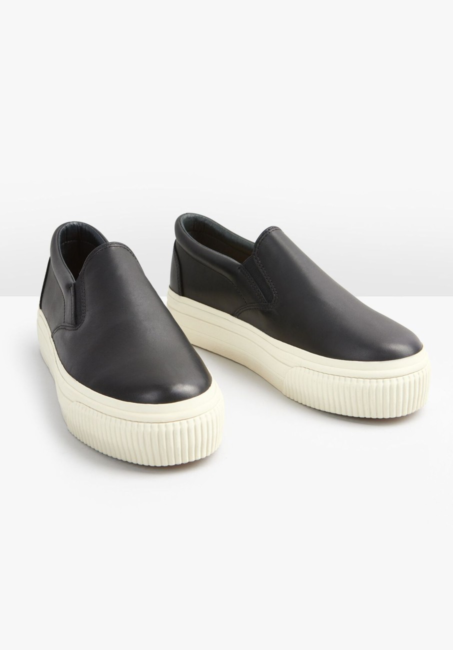 Wholesale Gili Leather Flatform Trainers Black