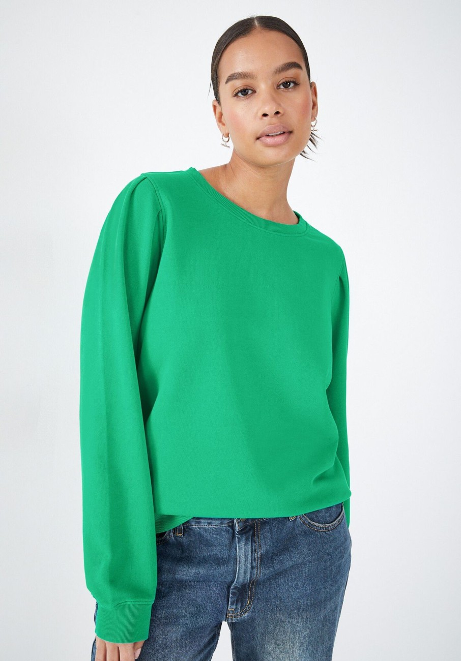 Hot Minerva Pleat Sleeve Sweatshirt Vivid Green