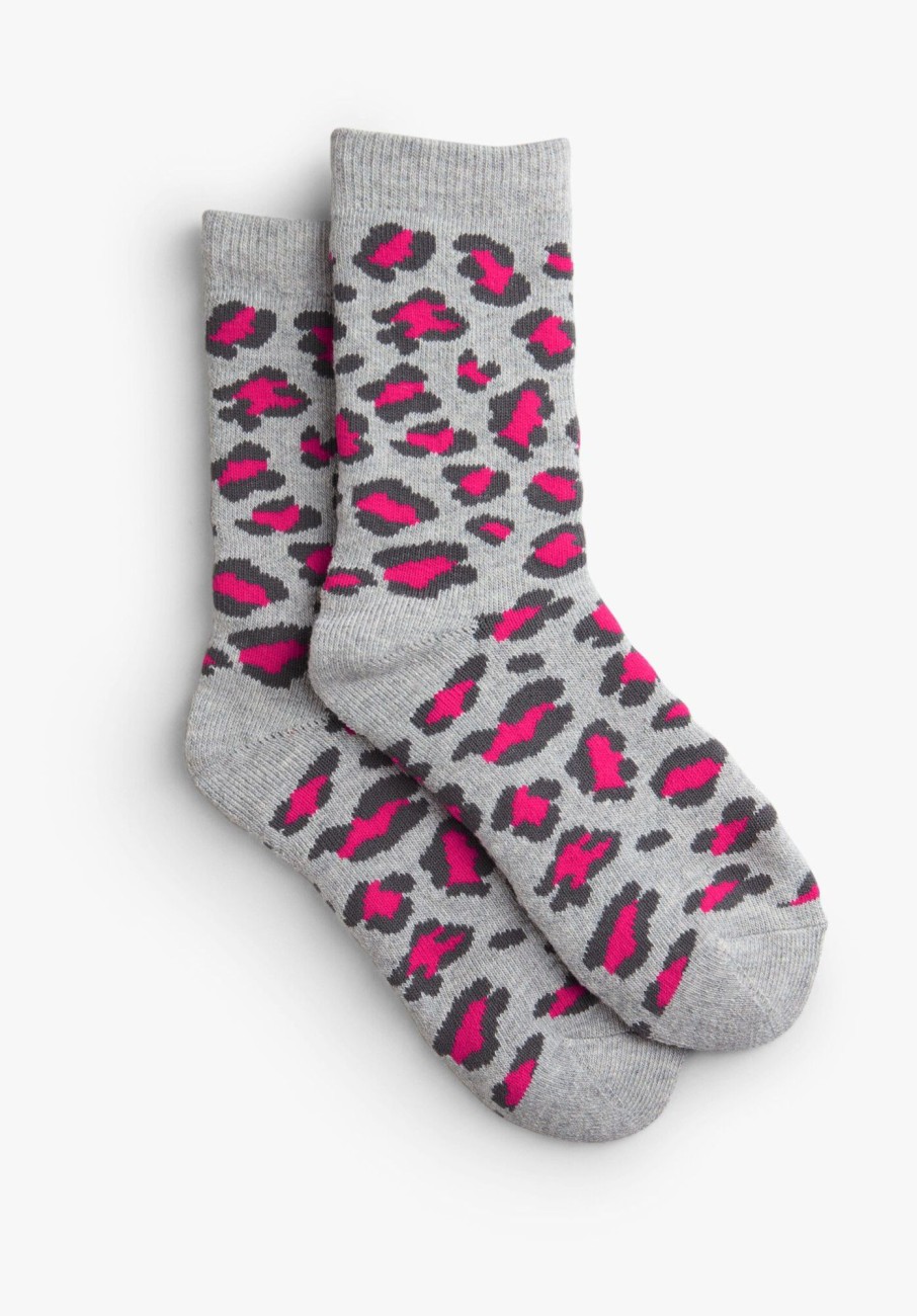 Clearance Leon Socks Pink Leopard