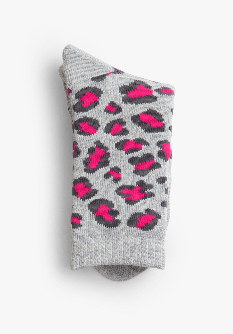 Clearance Leon Socks Pink Leopard