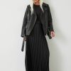 New Pleated Satin Maxi Skirt Black