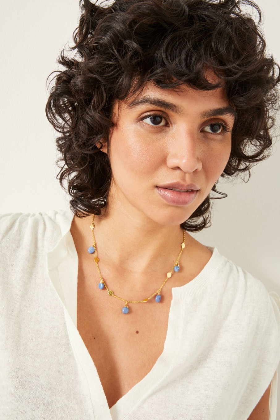 Wholesale Adeline Semi Precious Choker Gold/ Blue