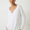 Hot Nancy Henley Jersey Top White