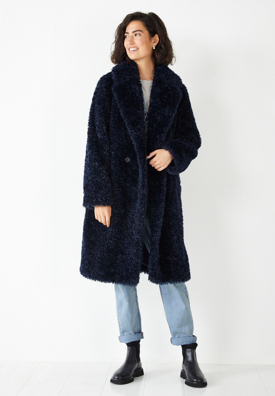 Wholesale Leighton Textured Faux Fur Coat Midnight Navy