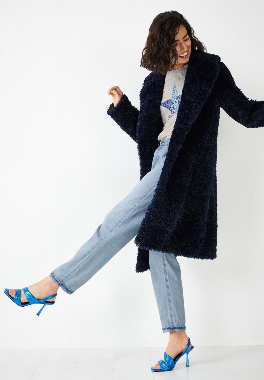 Wholesale Leighton Textured Faux Fur Coat Midnight Navy