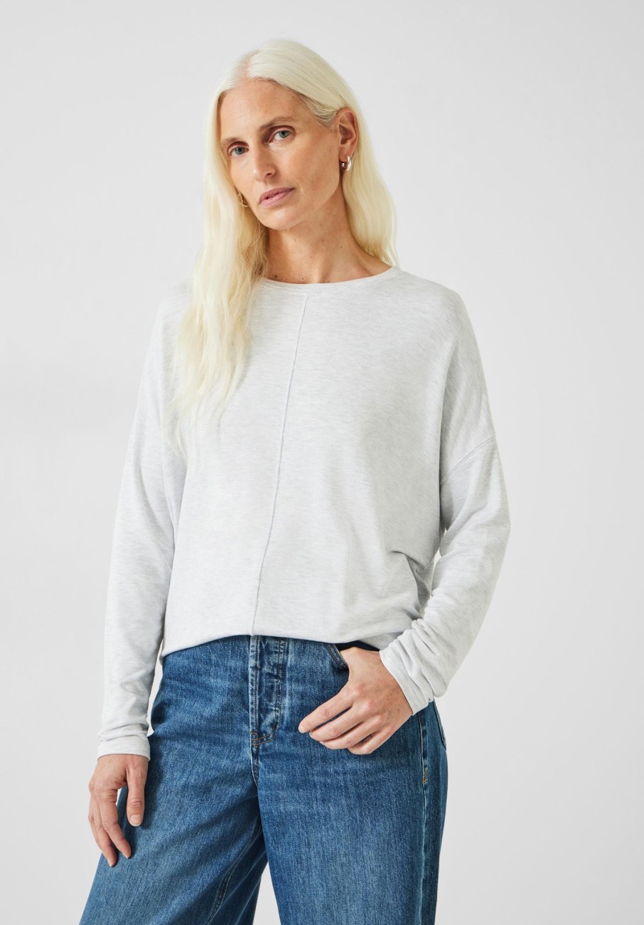 New Dori Dolman Crew Neck Top Pale Grey Marl