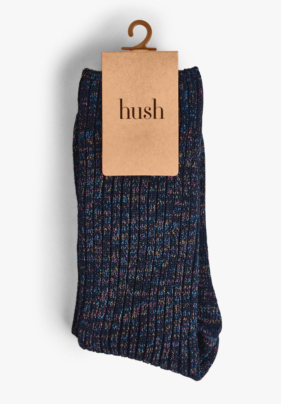 Hot Mula Ribbed Glitter Socks Navy/Multi