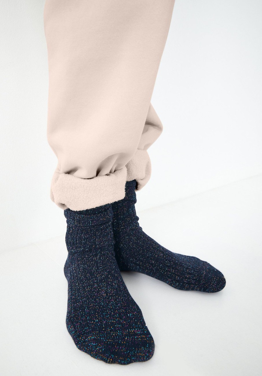 Hot Mula Ribbed Glitter Socks Navy/Multi