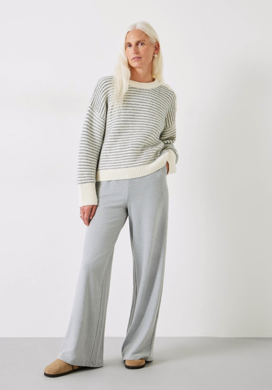 Clearance Ailey Wide Leg Jersey Trousers Grey Marl