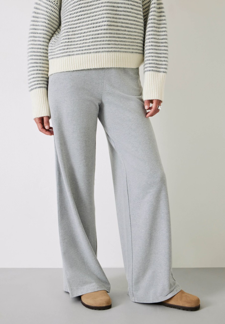 Clearance Ailey Wide Leg Jersey Trousers Grey Marl