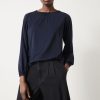 Clearance Willow Gathered Neck Jersey Top Midnight Navy