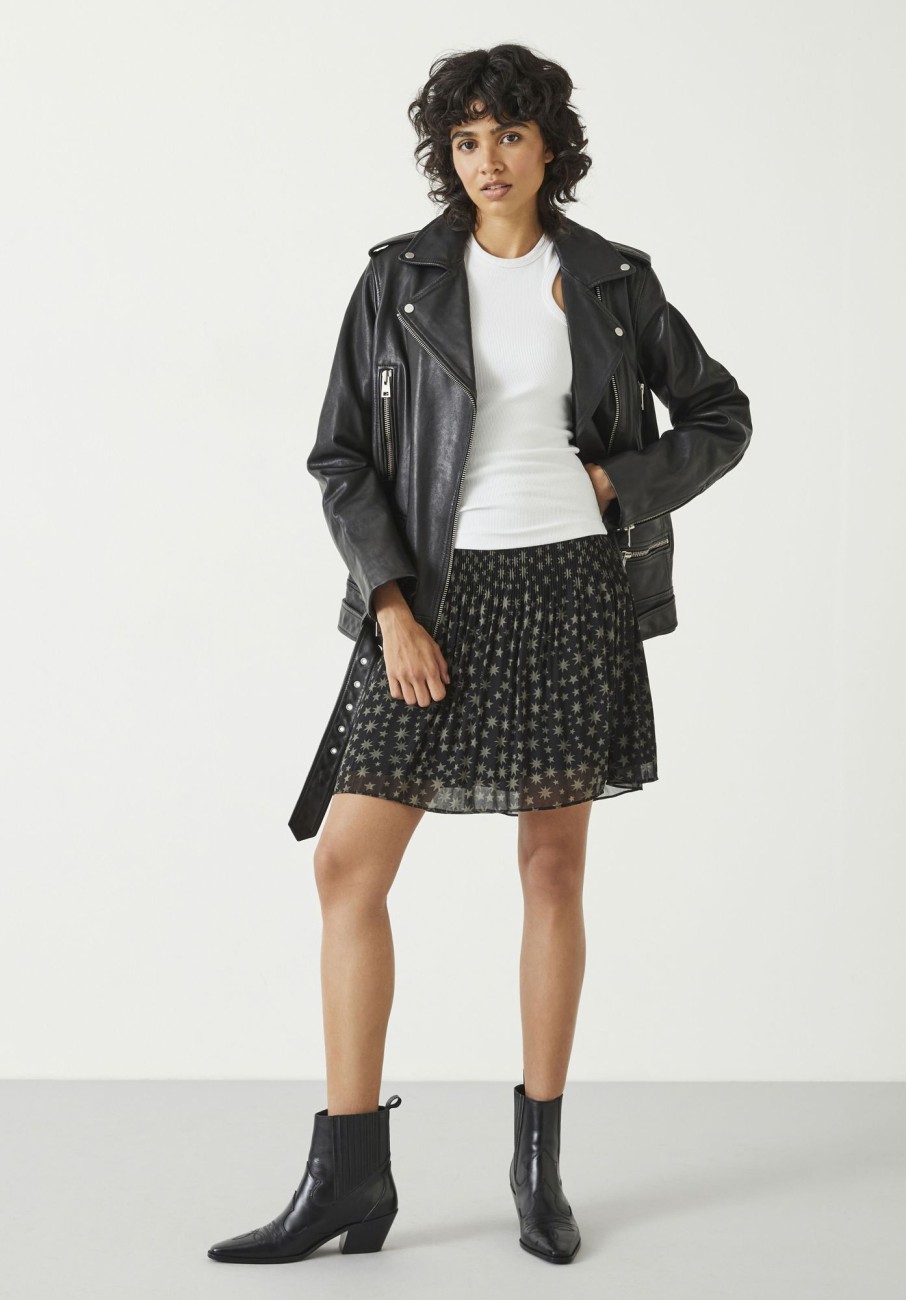 Best Nevah Pleat Mini Skirt Multi Star Black/Khaki