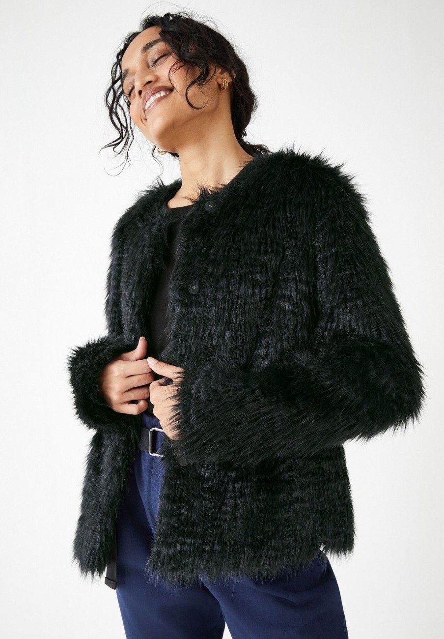 Online Dita Short Faux Fur Coat Black