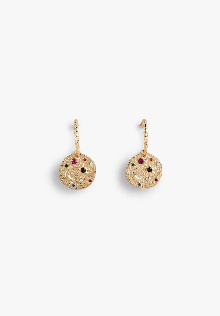 Clearance River Rainbow Disc Earrings Gold