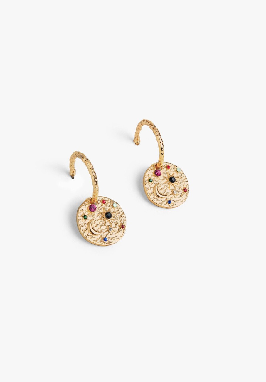 Clearance River Rainbow Disc Earrings Gold