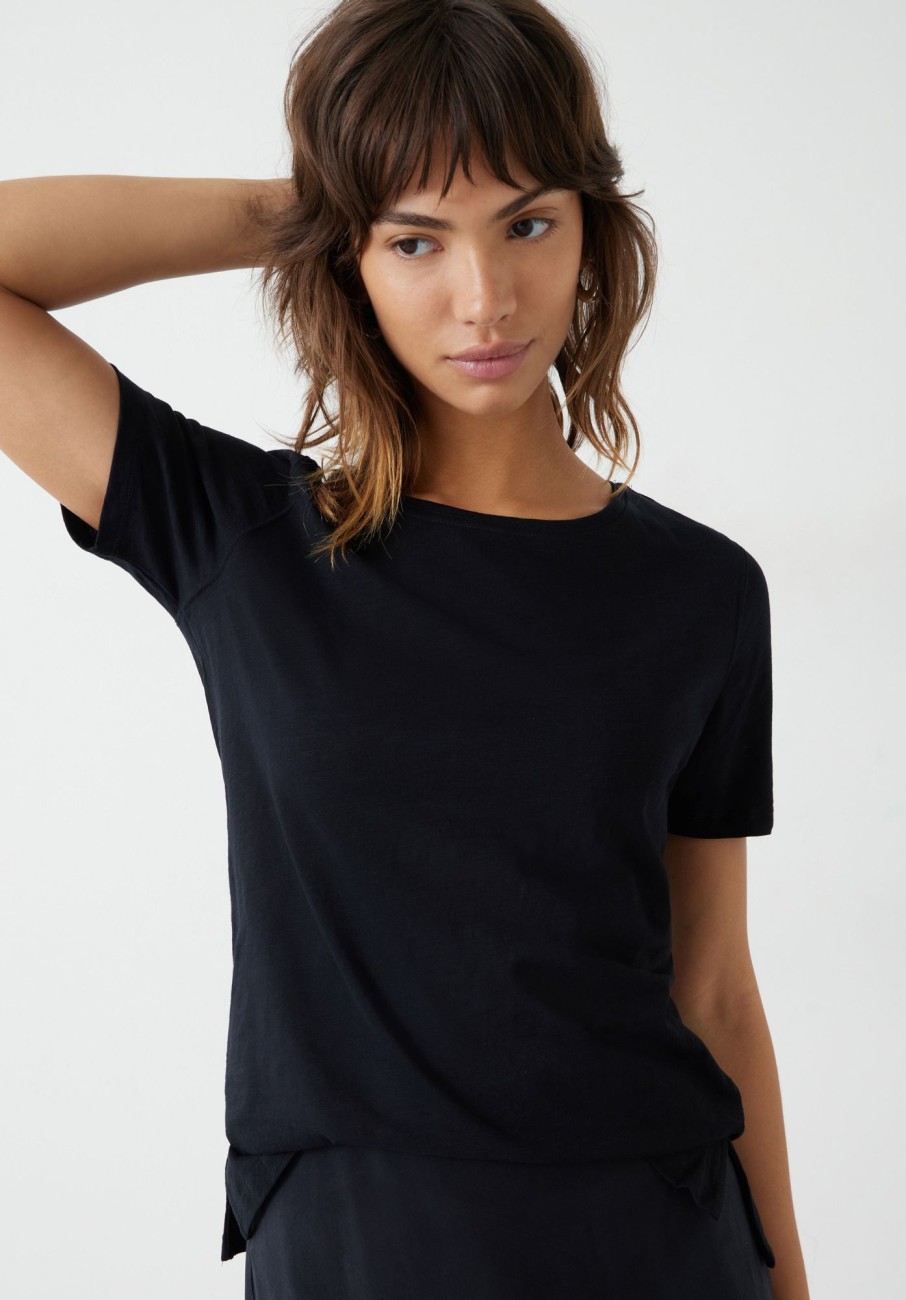 New Long Sleeve Ribbed Henley T-Shirt Black