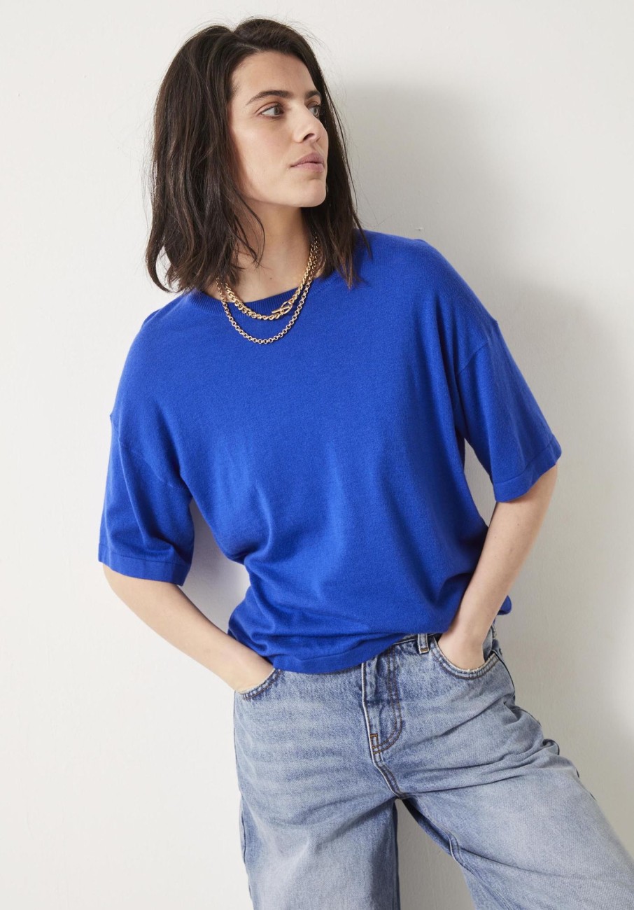 Wholesale Linzy Wool Blend T-Shirt Bright Blue