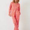 Wholesale Liv Cotton Flannel Pj Trousers Leopard Pink/Red