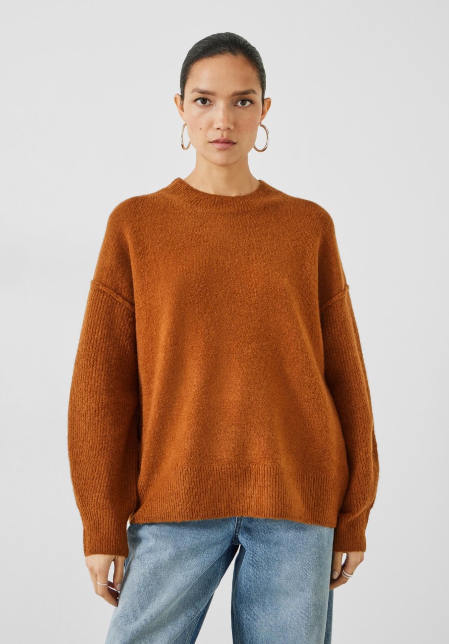 Clearance Lydia Crew Neck Wool Blend Jumper Ginger