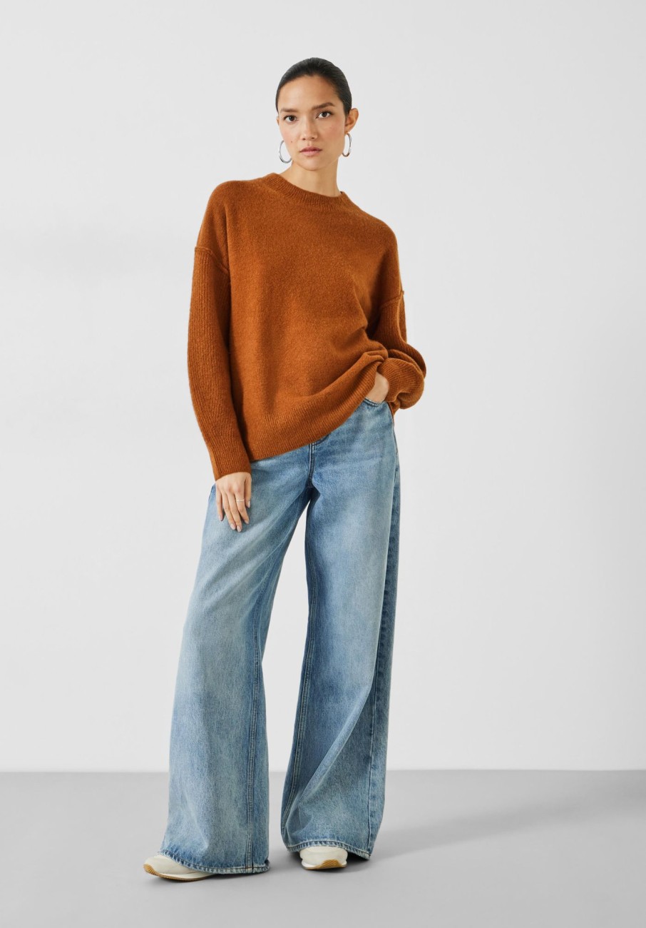 Clearance Lydia Crew Neck Wool Blend Jumper Ginger