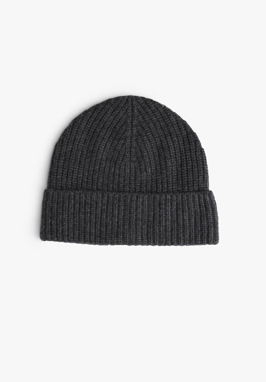 Hot Teresa Ribbed Cashmere Beanie Charcoal Marl