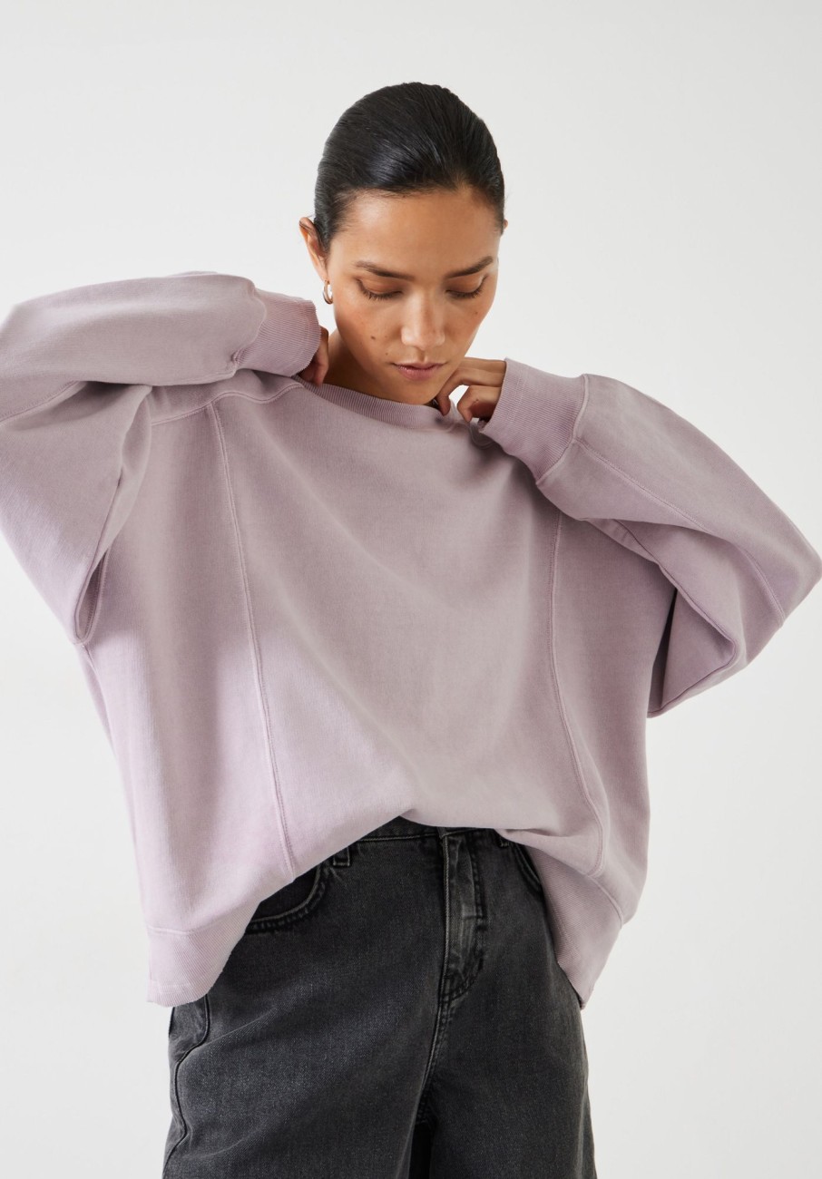 Wholesale Lucy Seam Detail Sweatshirt Jersey Washed Lavender