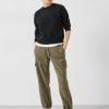 Online Washed Cargo Trousers Khaki