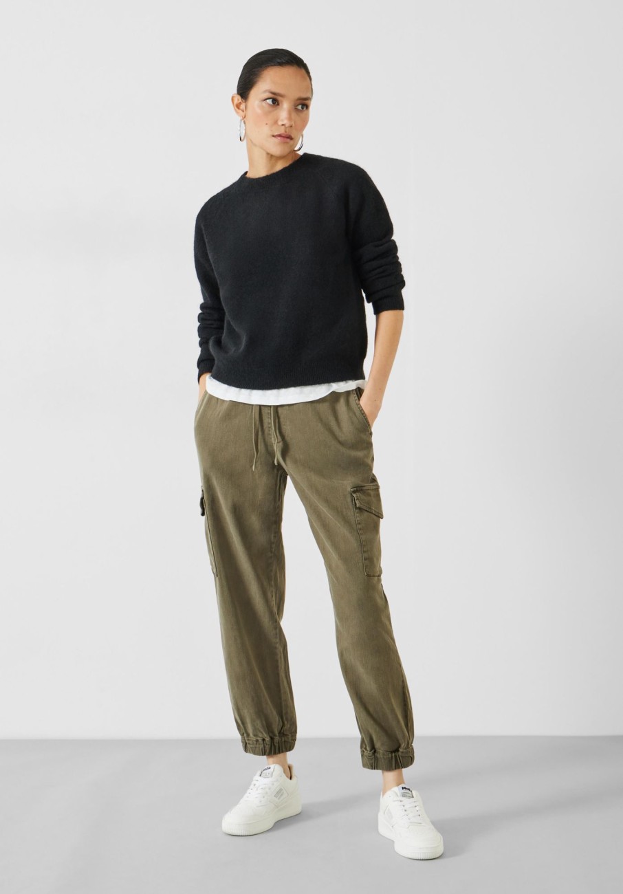 Online Washed Cargo Trousers Khaki