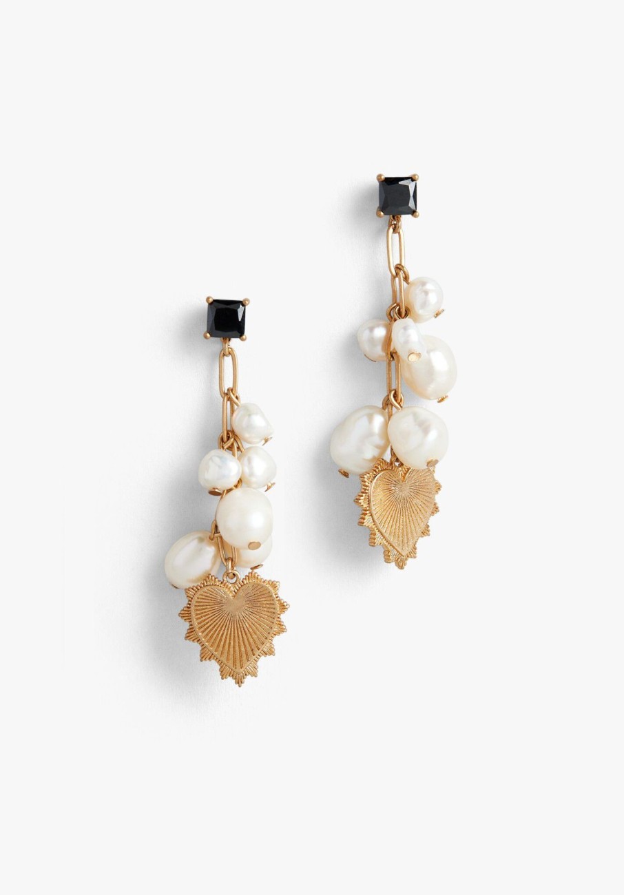 Clearance Sabina Pearl Drop Earrings Gold/Black