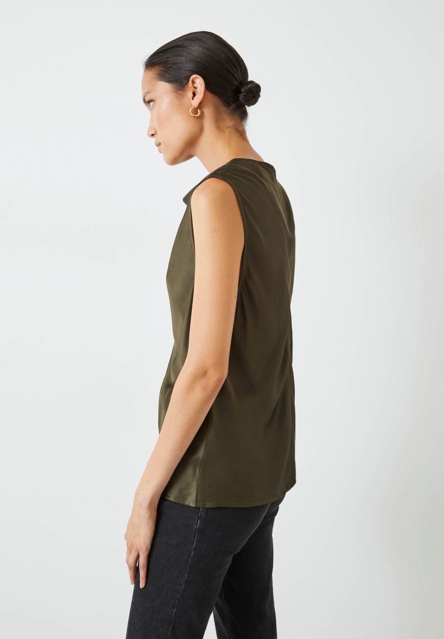 Hot Chelsea Cowl Neck Top Forest Green