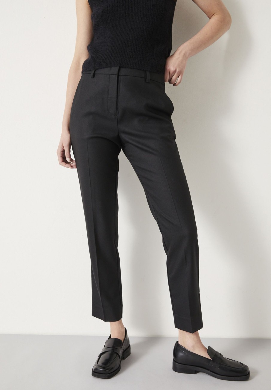 Wholesale Amanda Cropped Suit Wool Blend Trousers Black