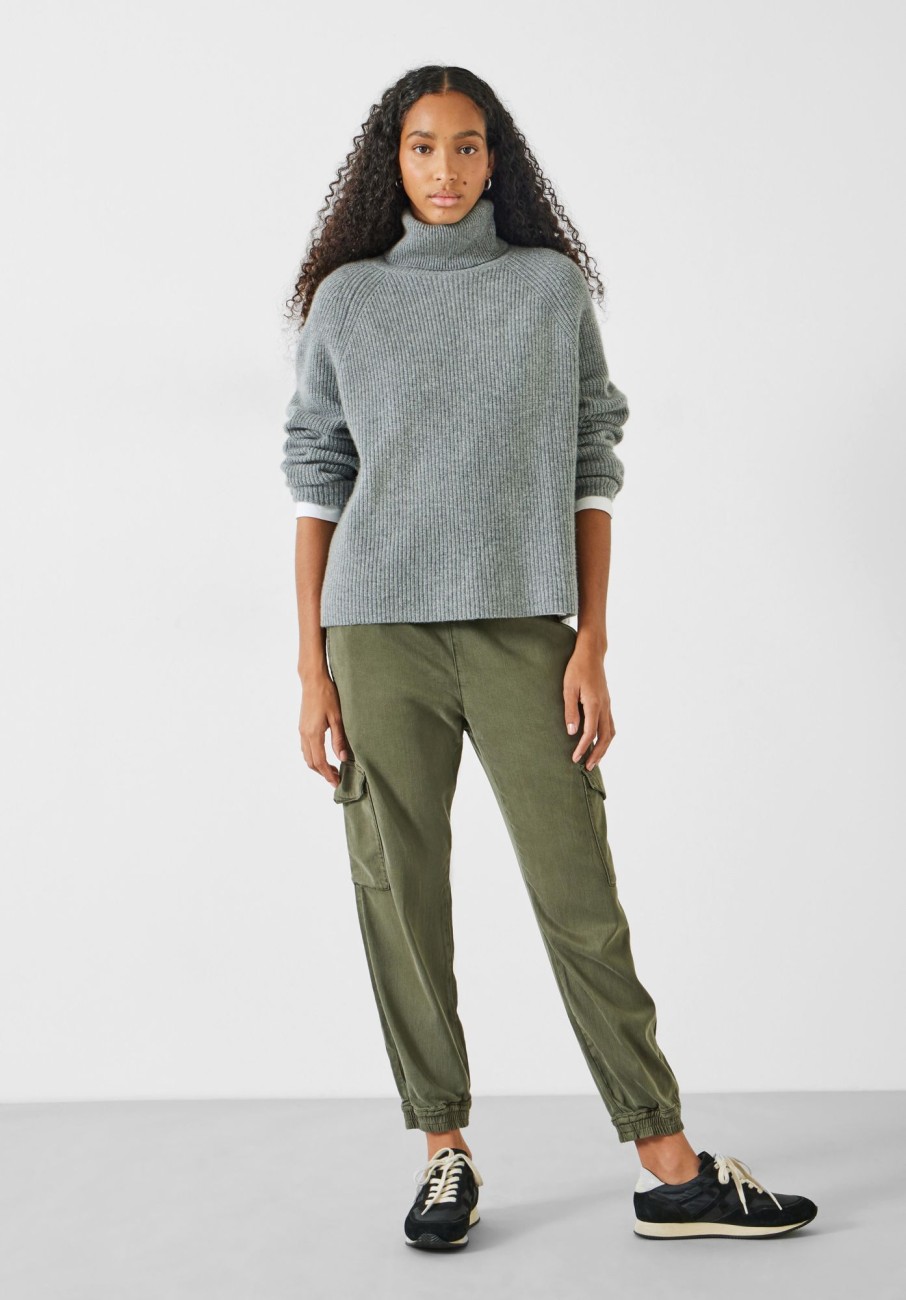 Hot Washed Cargo Trousers Khaki