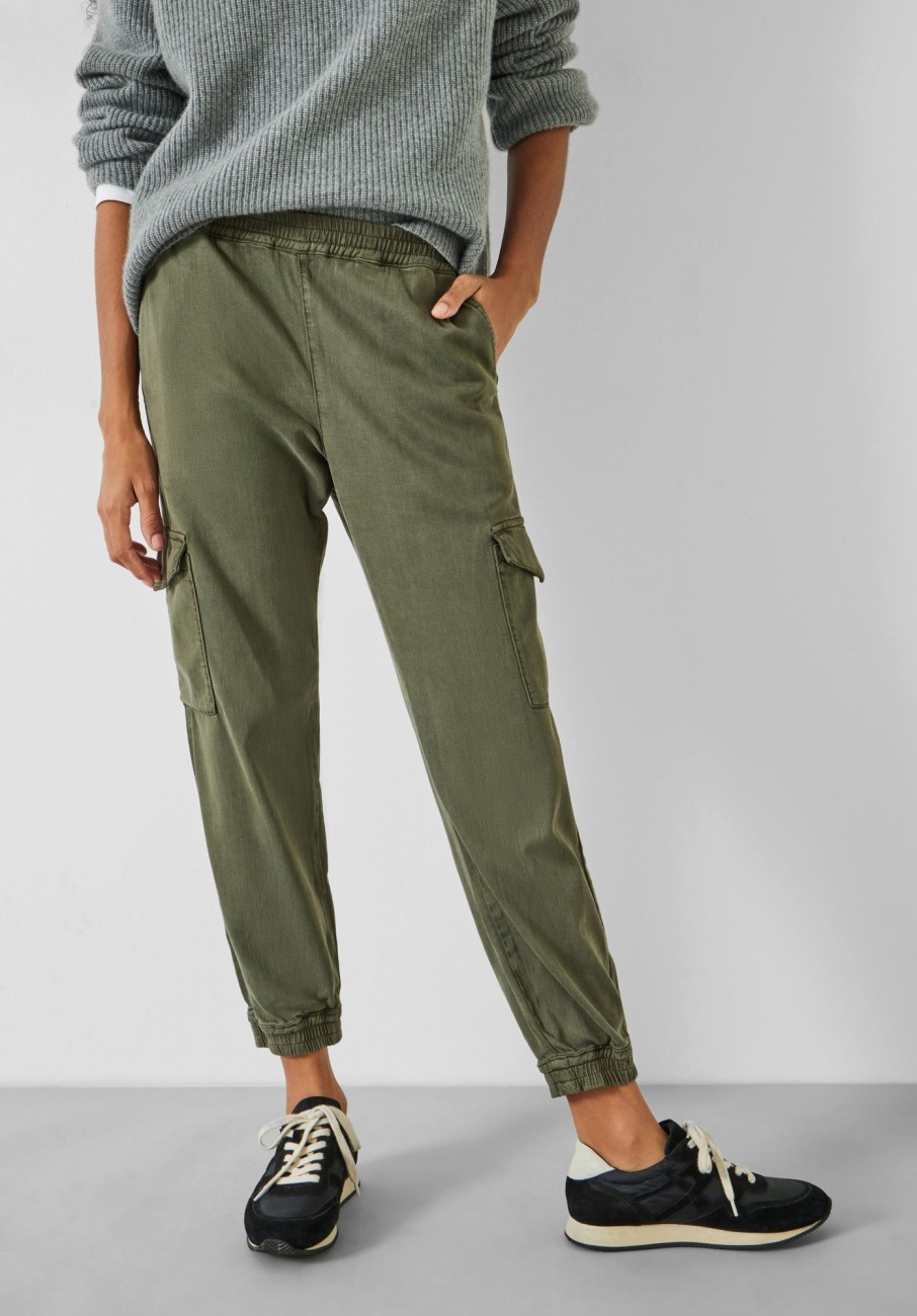 Hot Washed Cargo Trousers Khaki