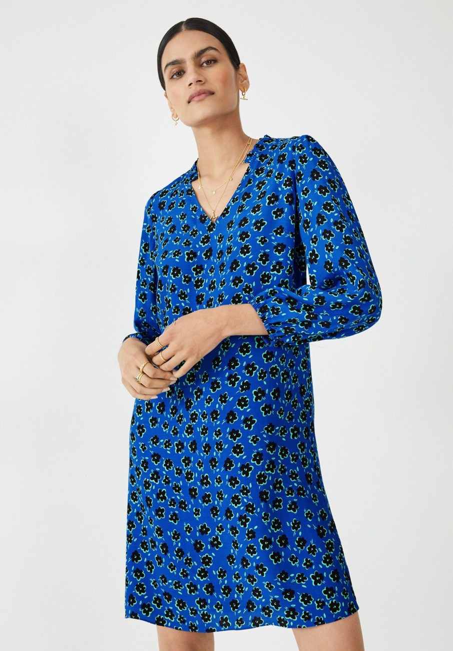 Clearance Zina Mini Dress Little Flowers Dark Blue