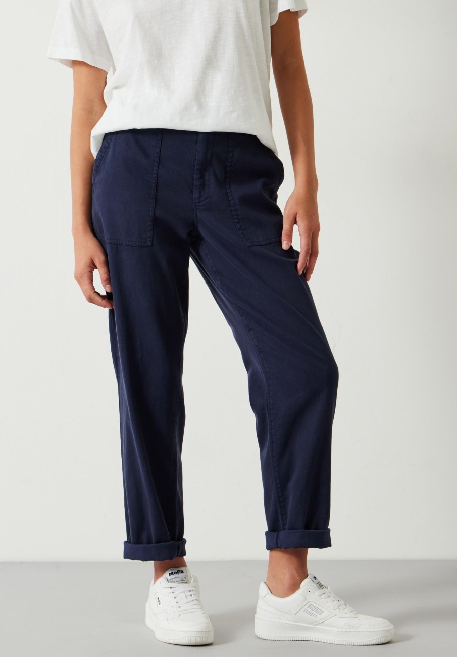 Hot Kelly Washed Cargo Trousers Midnight Navy