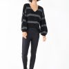 Wholesale Willa Stripe Sparkle Jumper Black/Silver Metallic