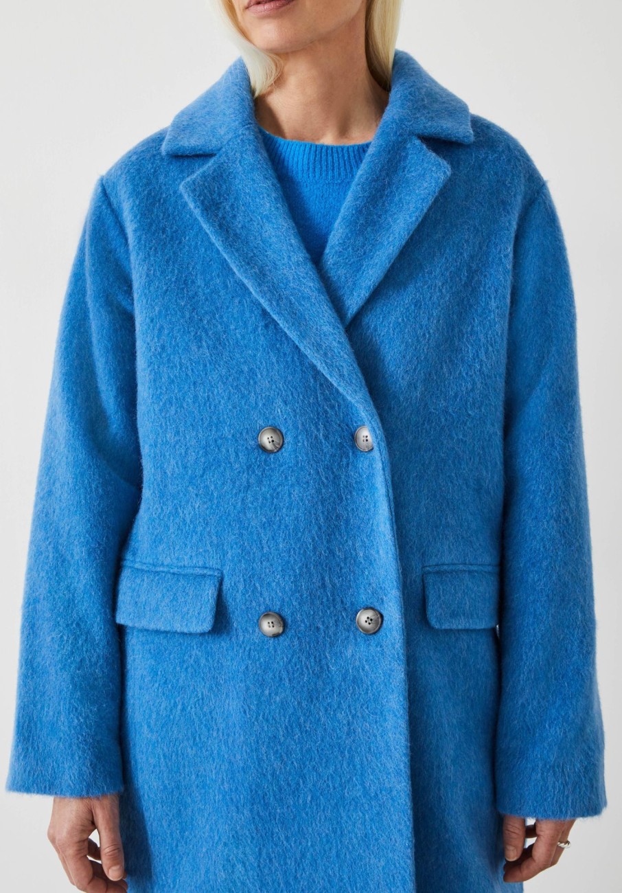 New Scout Double Breasted Wool Coat Mediterranean Blue